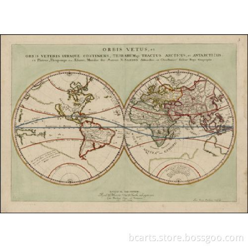 Custom Office Decor Traditional Designs of Fabric Map Painting